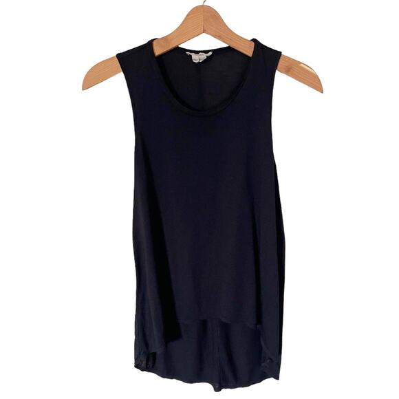 HELMUT LANG Black Asymmetrical Blouse Scoop Neck Sleeveless Tank Top Small EUC - Picture 3 of 9